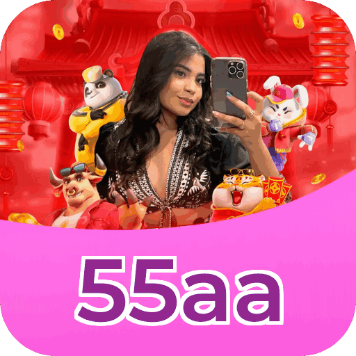 Interface do aplicativo 55aa mostrando jogos disponíveis no iOS e Android