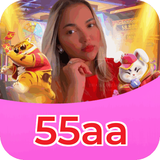 Plataforma 55aa mostrando interface moderna, jogos certificados e recursos de segurança licenciados